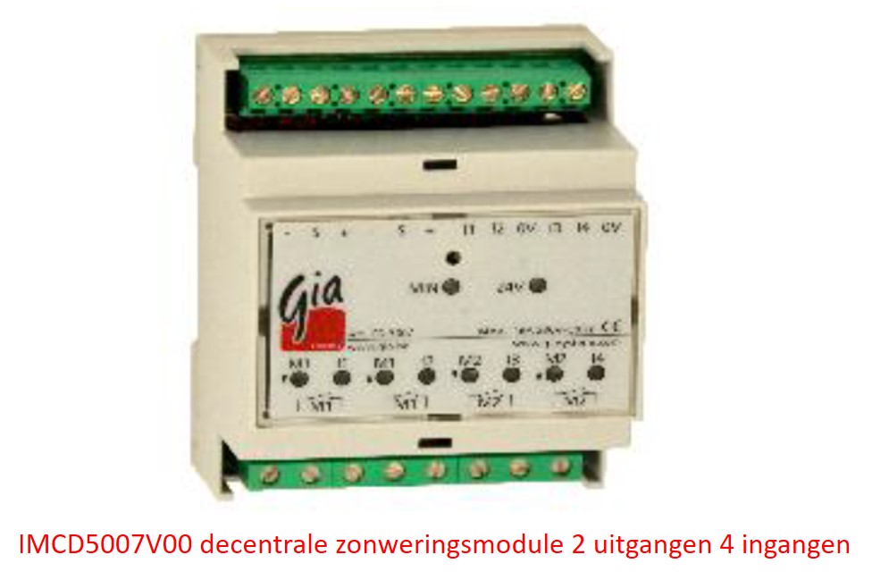 IMCD5007V00 decentrale module voor 2x zonweringsturing - 4 ingangen